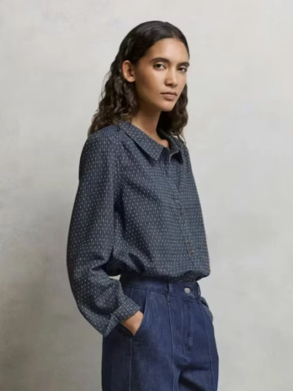 Poetry • Dash Weave Shirt • Hemp Organic Cotton • Indigo • Size 6 - Picture 7 of 9